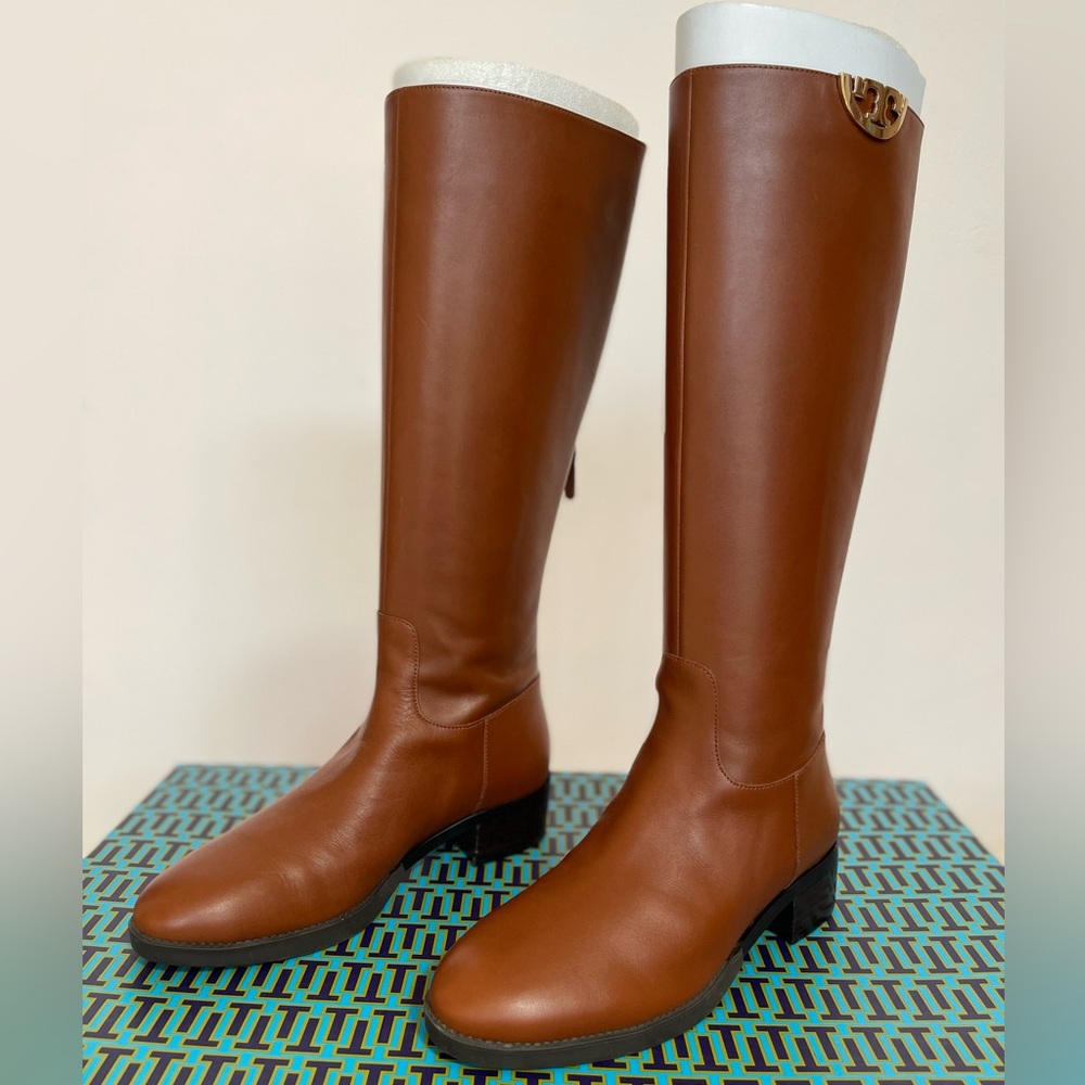 NWT Tory Burch penny brown leather knee-high sydney boots - Picture 3 of 10